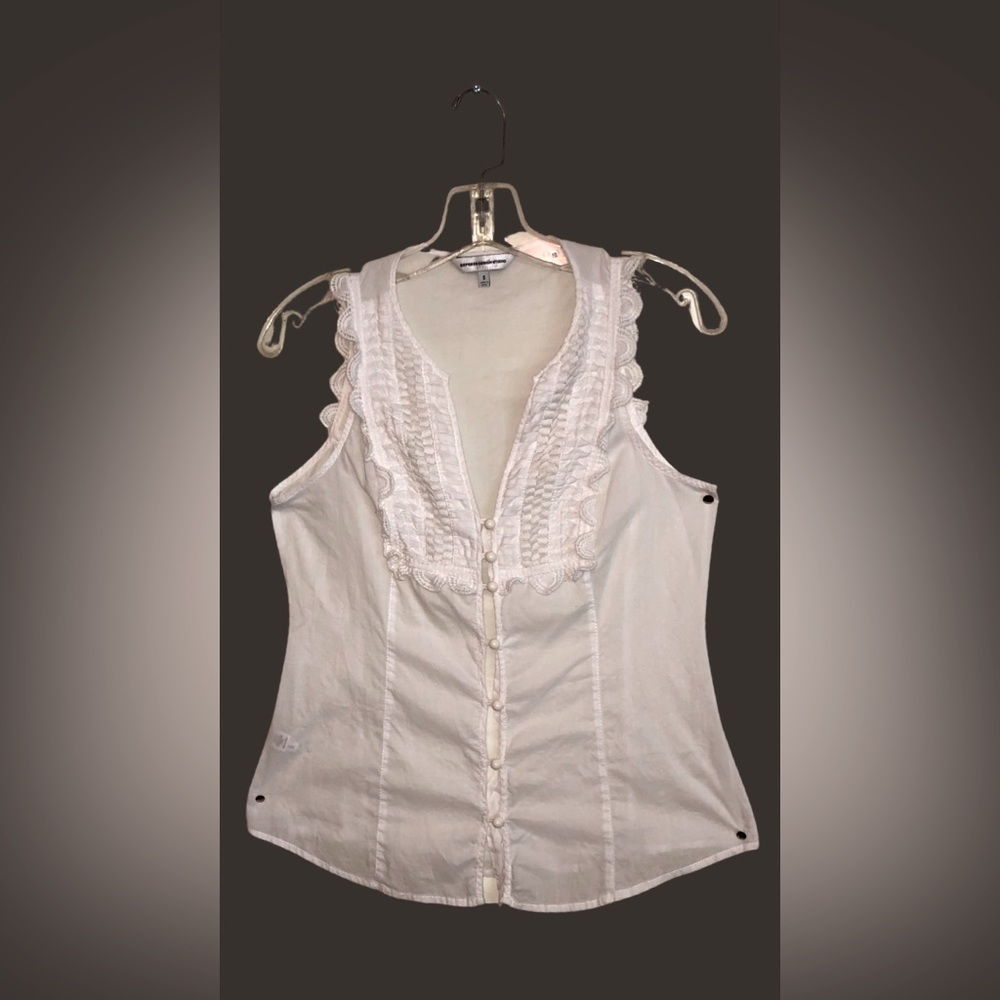 White lacy button up blouse